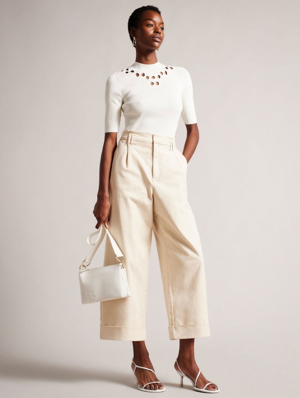 Ted Baker Steviey Cotton Wide Leg Trousers Size 10 (4)